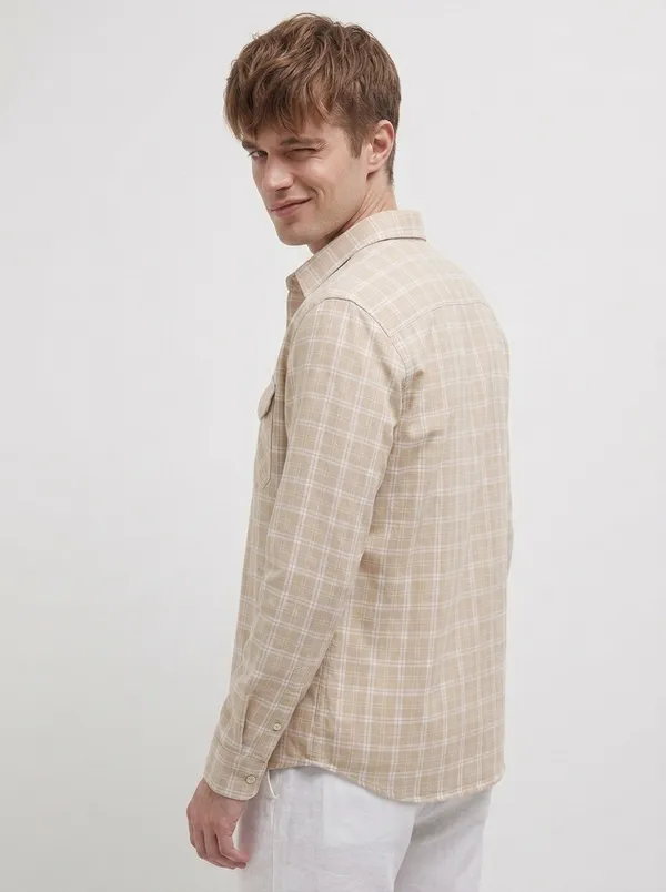 FOXEY_Men_Checkered_Casual_Dusty_Rose_Shirt