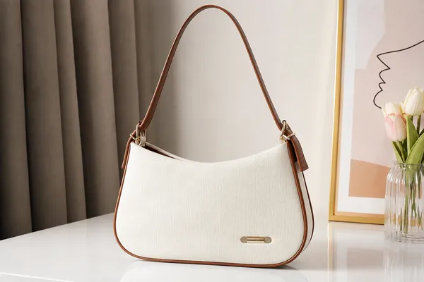 White_Polyester_Textured_Shoulder_Bag_For_Women