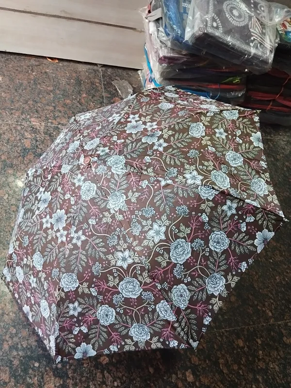 Brown_Polyester_Floral_Print_Folding_Umbrella_For_Adults