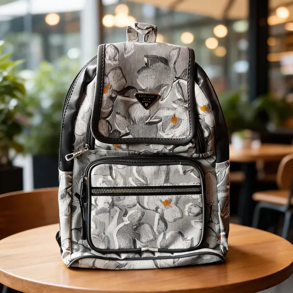 Grey_Polyester_Floral_Print_Backpack_For_Women