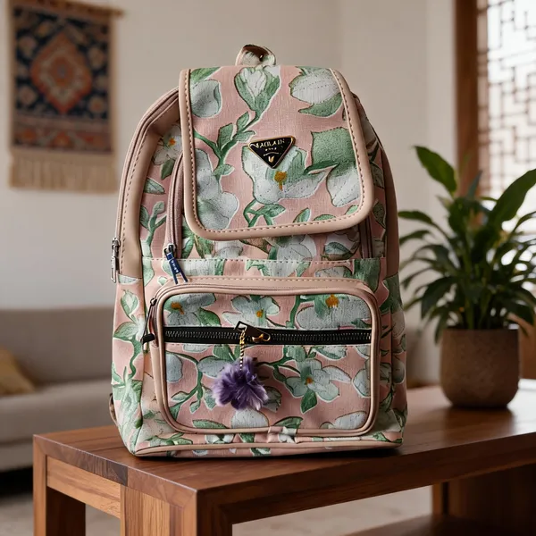 Pink_Polyester_Floral_Print_Backpack_For_Women