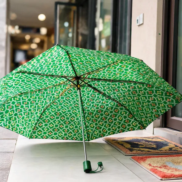 Green_Polyester_Geometric_Print_Folding_Umbrella_For_Adults