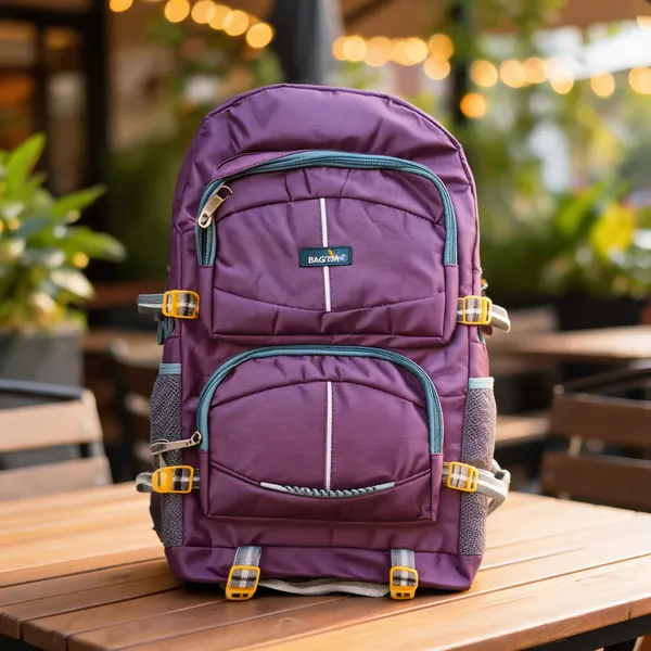 Purple_Polyester_Multi-Pocket_Backpack_For_Unisex