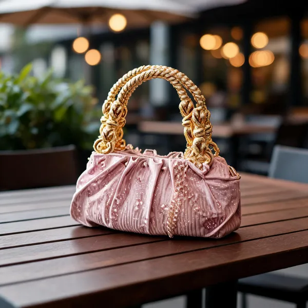 Pink_Satin_Pleated_Handbag_For_Women