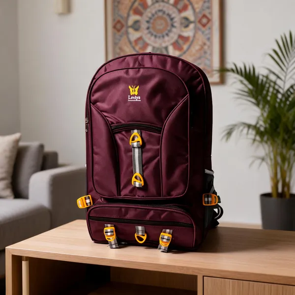 Burgundy_Polyester_Multi_Pocket_Backpack_For_Adults