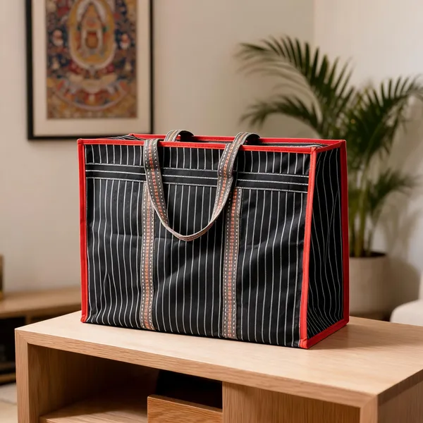 Black_Polyester_Striped_Tote_Bag_For_Women