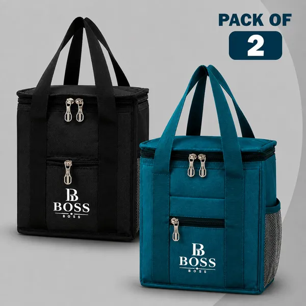 Black_And_Teal_Polyester_Lunch_Tote_Bag_For_Adults_Pack_Of_2