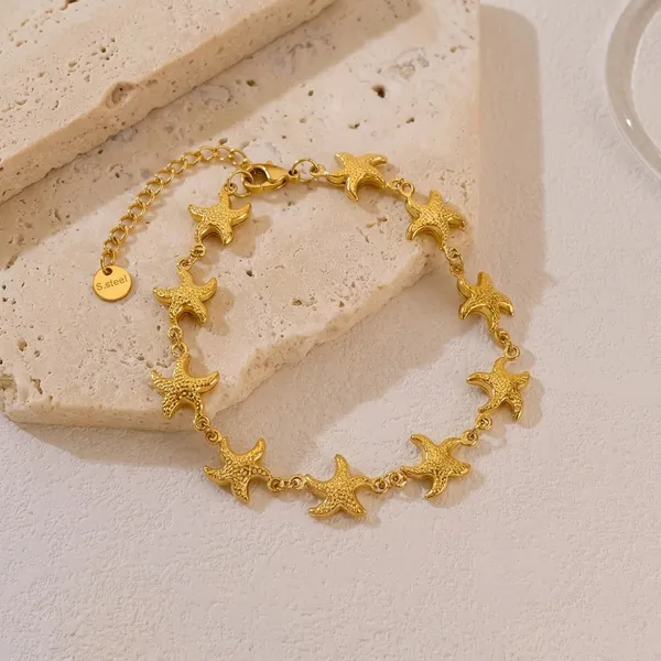 Gold_Toned_Starfish_Charm_Anti_Tarnish_Bracelet_For_Women