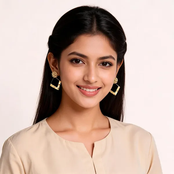 Gold_Toned_Square_Drop_Earrings_For_Women
