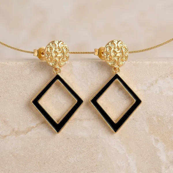 Gold_Toned_Square_Drop_Earrings_For_Women