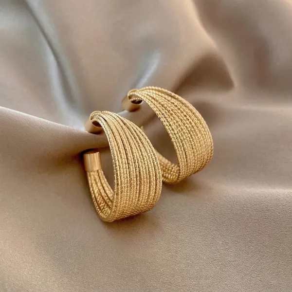 Gold_Textured_Multi_Strand_Hoop_Earrings_For_Women