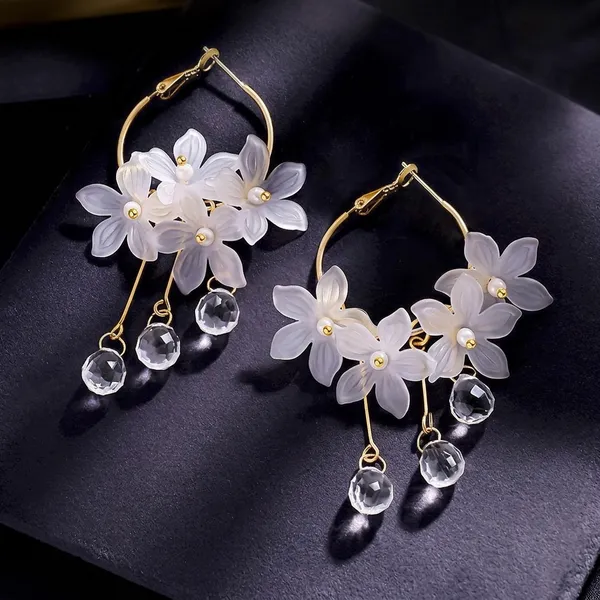 White_Floral_Gold_Toned_Dangler_Earrings_For_Women