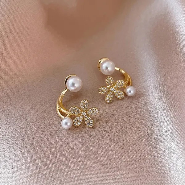 Gold_Toned_Pearl_Floral_Cuff_Earrings_For_Women