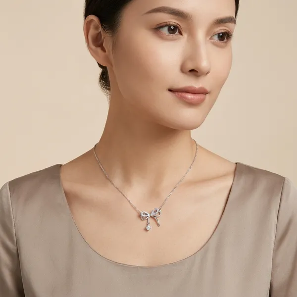 Silver_Bow_Pendant_Crystal_Chain_Necklace_For_Women