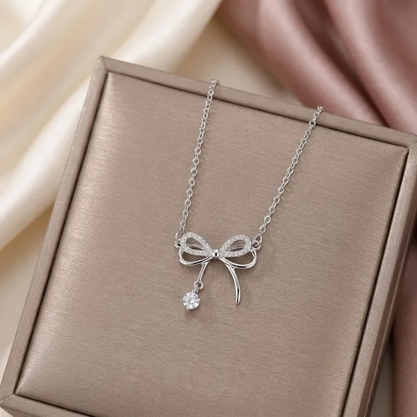 Silver_Bow_Pendant_Crystal_Chain_Necklace_For_Women