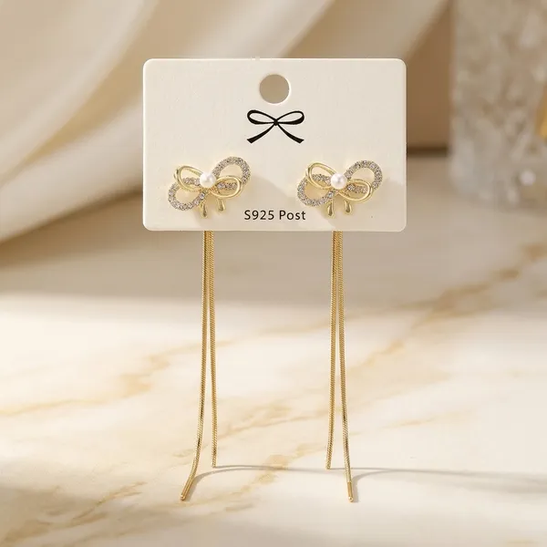 Gold_Bow_Tassel_Drop_Earrings_For_Women