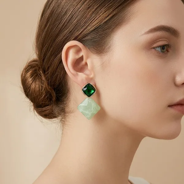 Green_Enamel_Geometric_Drop_Earrings_For_Women