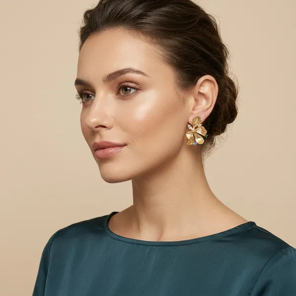 Gold_Toned_Floral_Statement_Earrings_For_Women