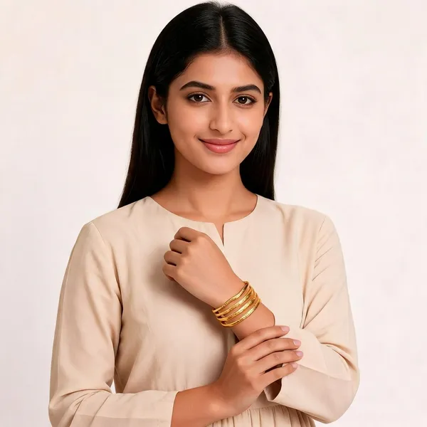 Gold_Toned_Multi_Layer_Textured_Cuff_Bangle_For_Women