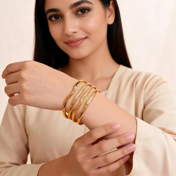 Gold_Toned_Multi_Layer_Textured_Cuff_Bangle_For_Women