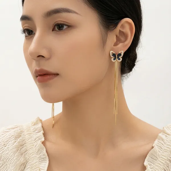 Gold_Toned_Butterfly_Crystal_Tassel_Drop_Earrings_For_Women