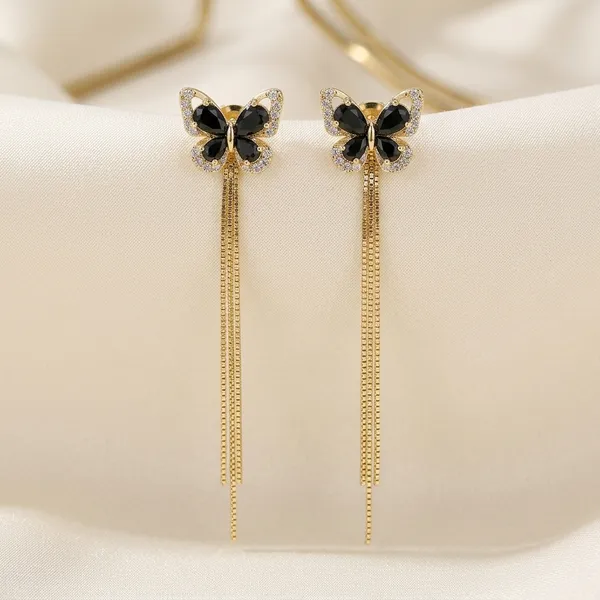 Gold_Toned_Butterfly_Crystal_Tassel_Drop_Earrings_For_Women