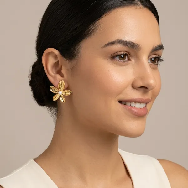 Gold_Toned_Floral_Pearl_Stud_Earrings_For_Women