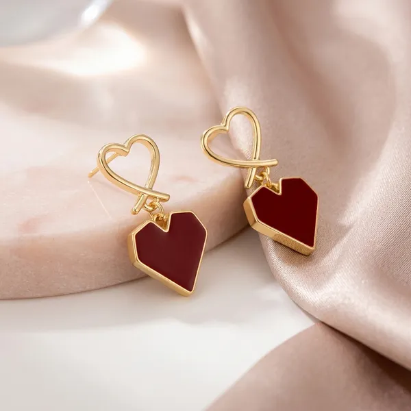 Gold_Toned_Red_Enamel_Heart_Drop_Earrings_For_Women
