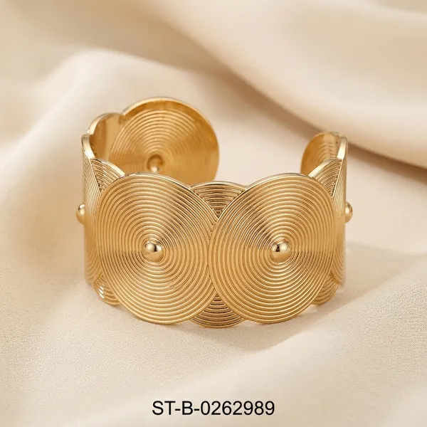 Gold_Textured_Spiral_Disc_Cuff_Bracelet_For_Women