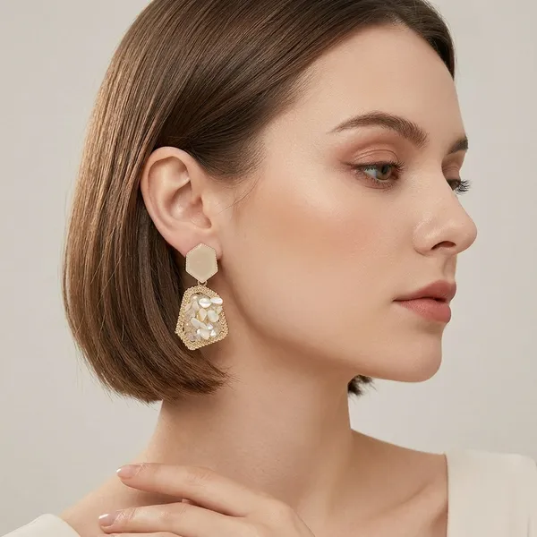 Gold_Toned_Hexagon_Drop_Earrings_For_Women