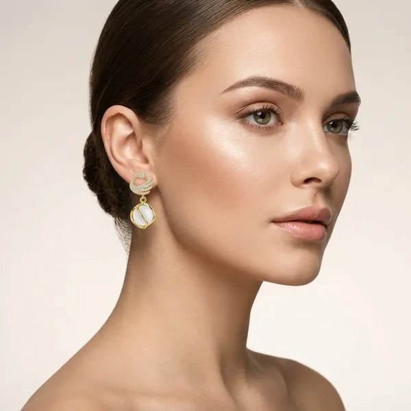 Gold_Toned_Swan_Design_Pearl_Drop_Earrings_For_Women