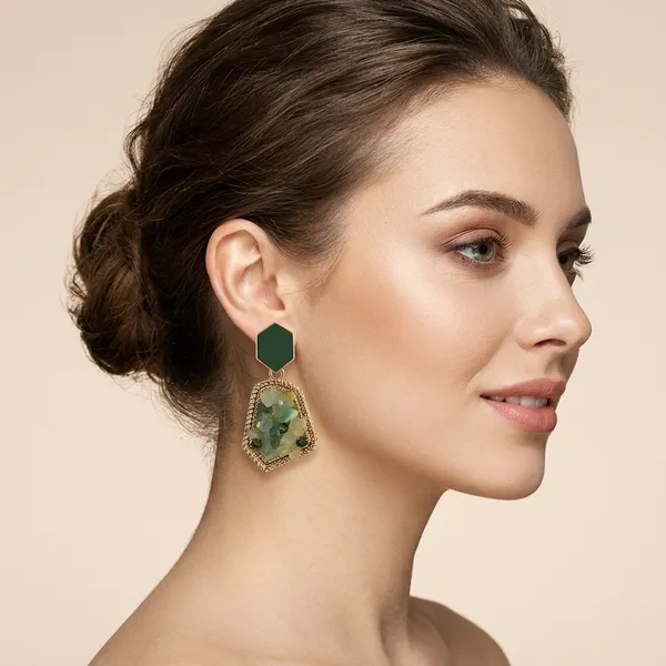 Green_Stone_Gold_Toned_Hexagon_Drop_Earrings_For_Women