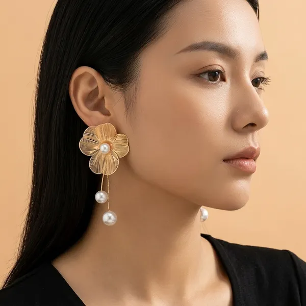 Gold_Floral_Pearl_Drop_Earrings_For_Women