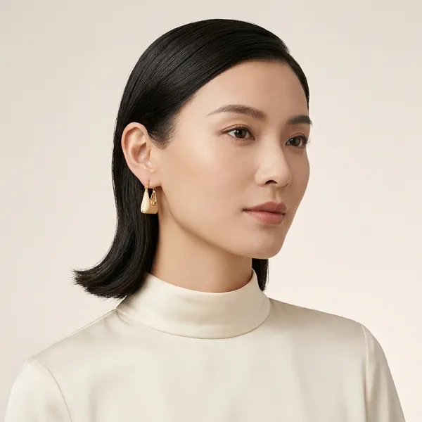 Gold_Toned_White_Enamel_Trapezoid_Hoop_Earrings_For_Women