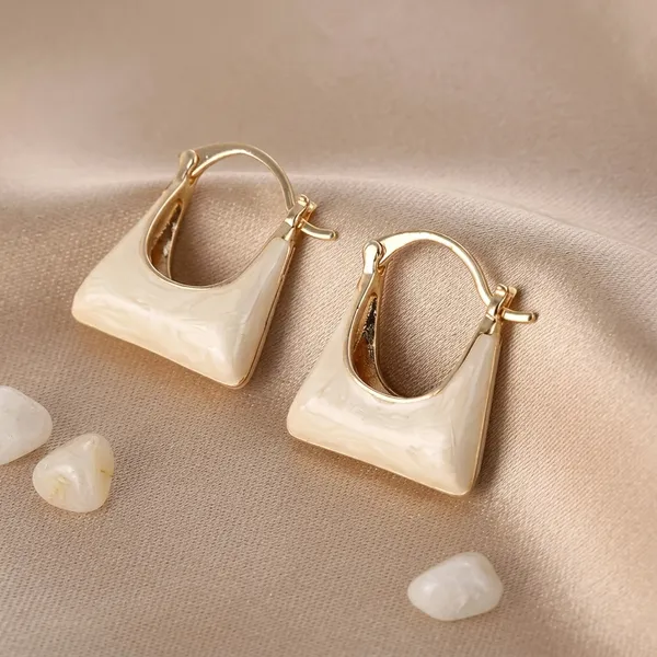 Gold_Toned_White_Enamel_Trapezoid_Hoop_Earrings_For_Women
