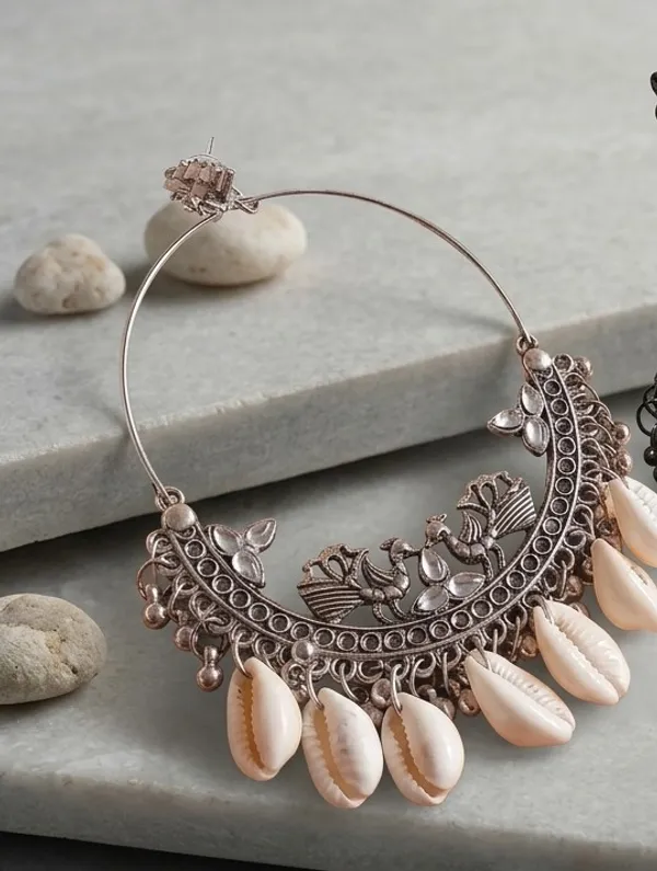 Oxidized_Silver_Shell_Hoop_Earrings_For_Women