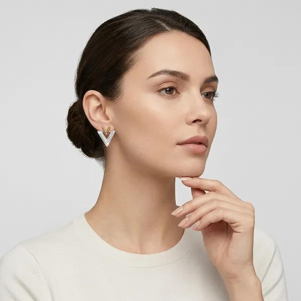 Gold_And_White_V_Shaped_Crystal_Stud_Earrings_For_Women