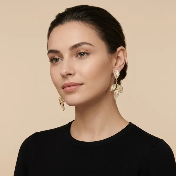 Gold_Toned_Leaf_Design_Crystal_Studded_Drop_Earrings_For_Women