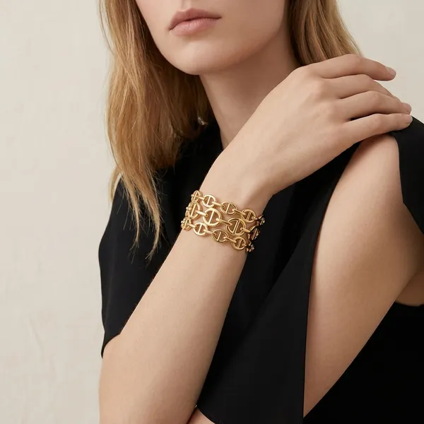 Gold_Toned_Chain_Link_Cuff_Bracelet_For_Women