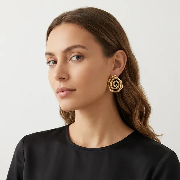 Gold_Toned_Spiral_Design_Stud_Earrings_For_Women