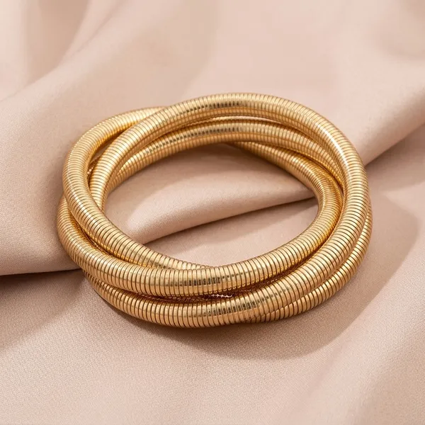 Gold_Toned_Interlocked_Snake_Chain_Bangle_For_Women
