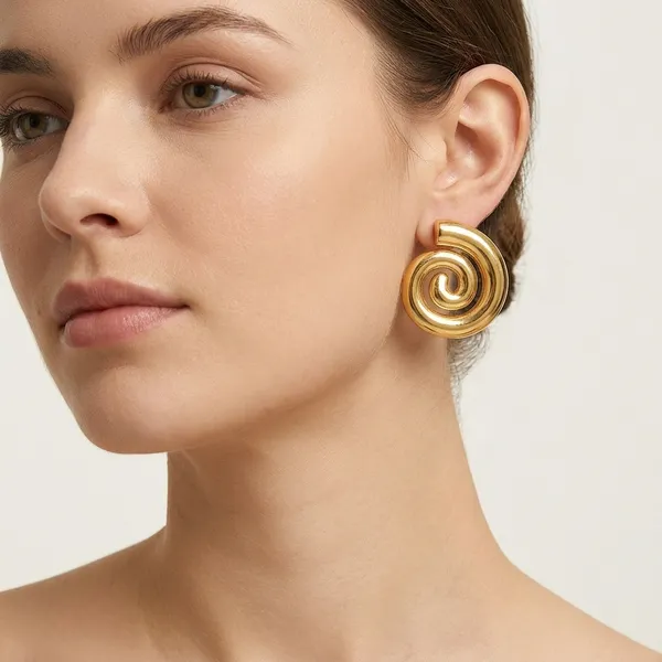Gold_Toned_Spiral_Swirl_Stud_Earrings_For_Women