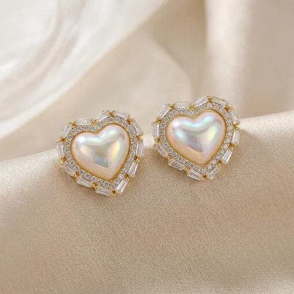 White_And_Gold_Toned_Heart_Shaped_Stud_Earrings_For_Women