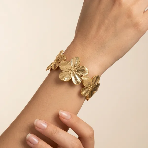 Gold_Toned_Floral_Statement_Cuff_Bracelet_For_Women