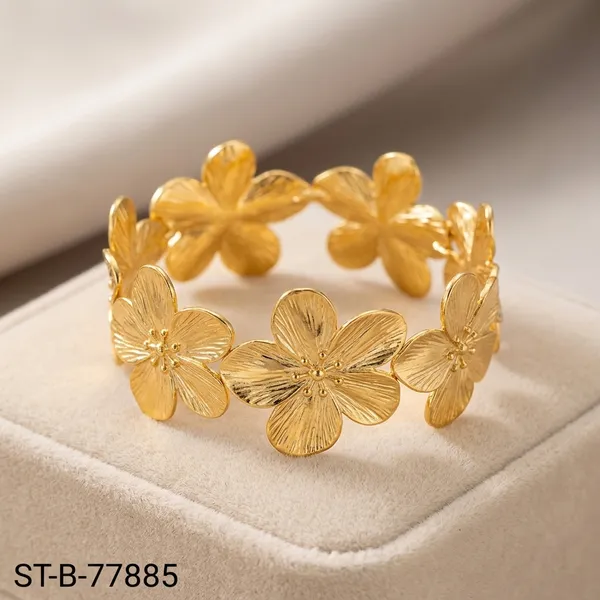 Gold_Toned_Floral_Statement_Cuff_Bracelet_For_Women