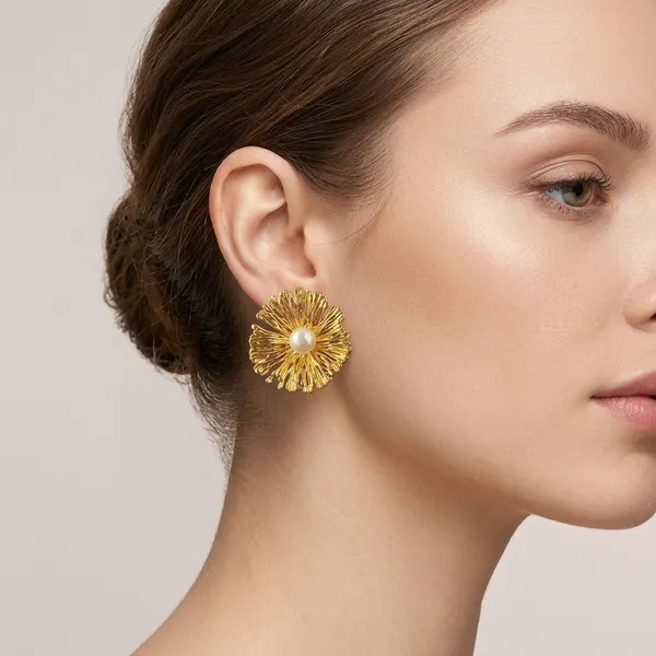 Gold_Toned_Floral_Pearl_Stud_Earrings_For_Women