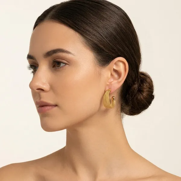 Gold_Textured_Multi_Strand_Hoop_Earrings_For_Women