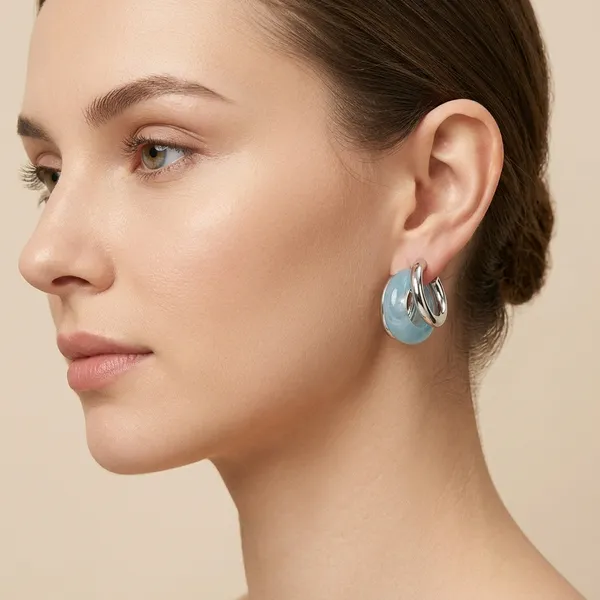 Blue_Enamel_Silver_Toned_Hoop_Earrings_For_Women
