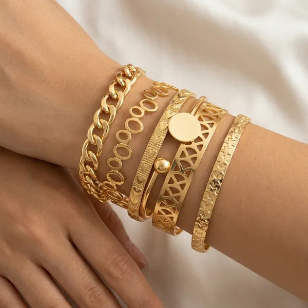 Gold_Toned_Layered_Chain_And_Cutwork_Bangle_Set_For_Women