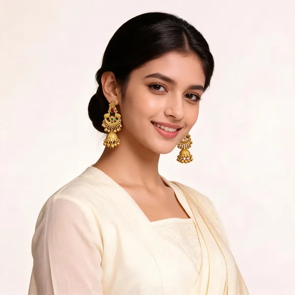 Gold_Toned_Antique_Jhumka_Earrings_For_Women